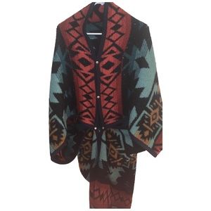 Biederlack Snap Button Aztec Throw Blanket Vintage